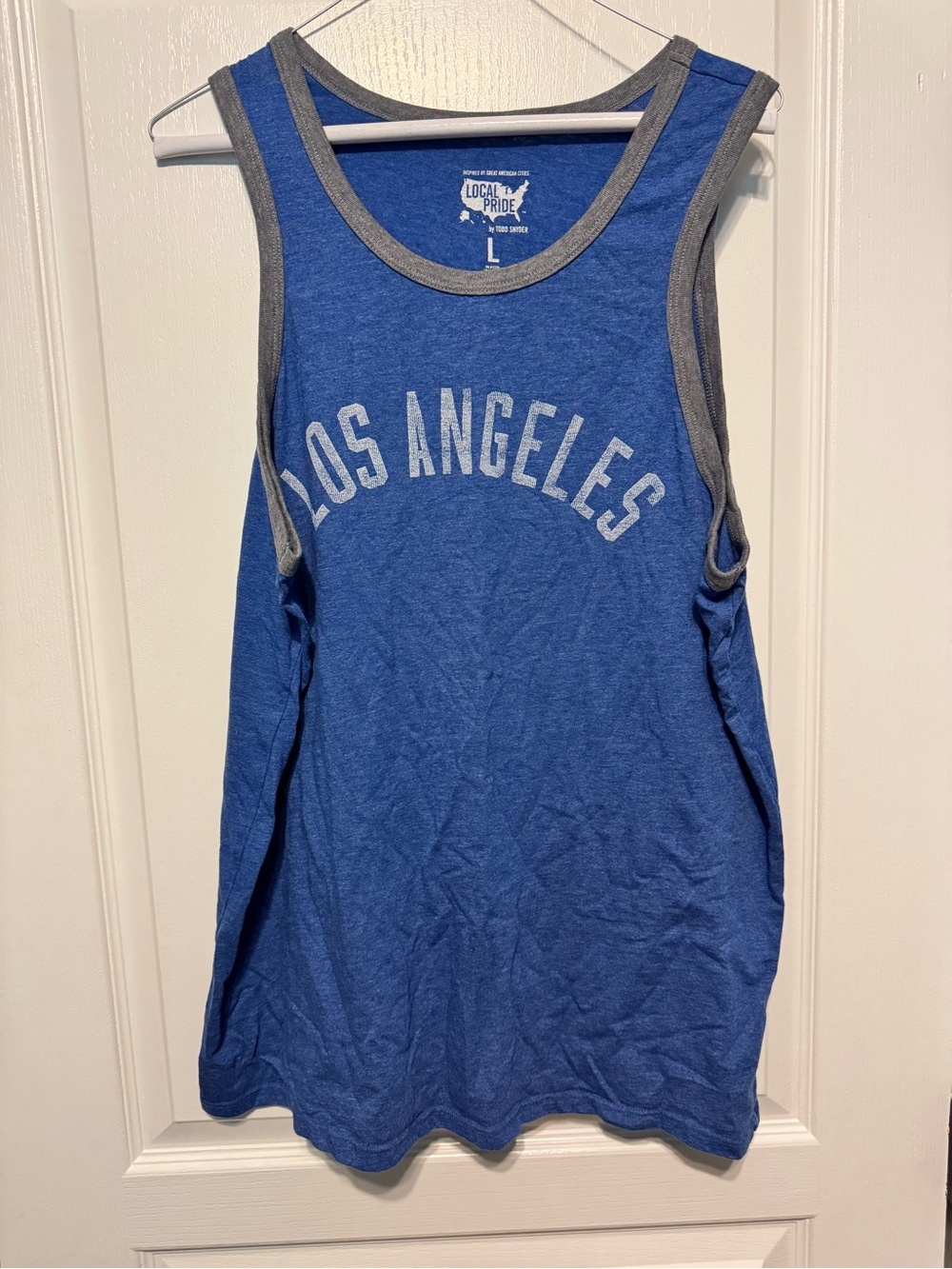 Todd Snyder Blue Tank Top with Gray Trim - 'Los Angeles' Local Pride series